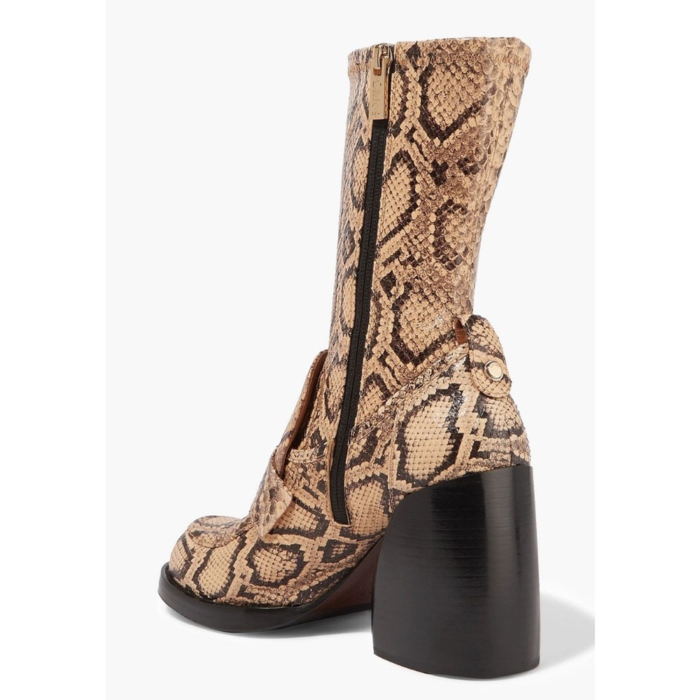 Chloe Adelie python-effect leather ankle boots si… - image 3